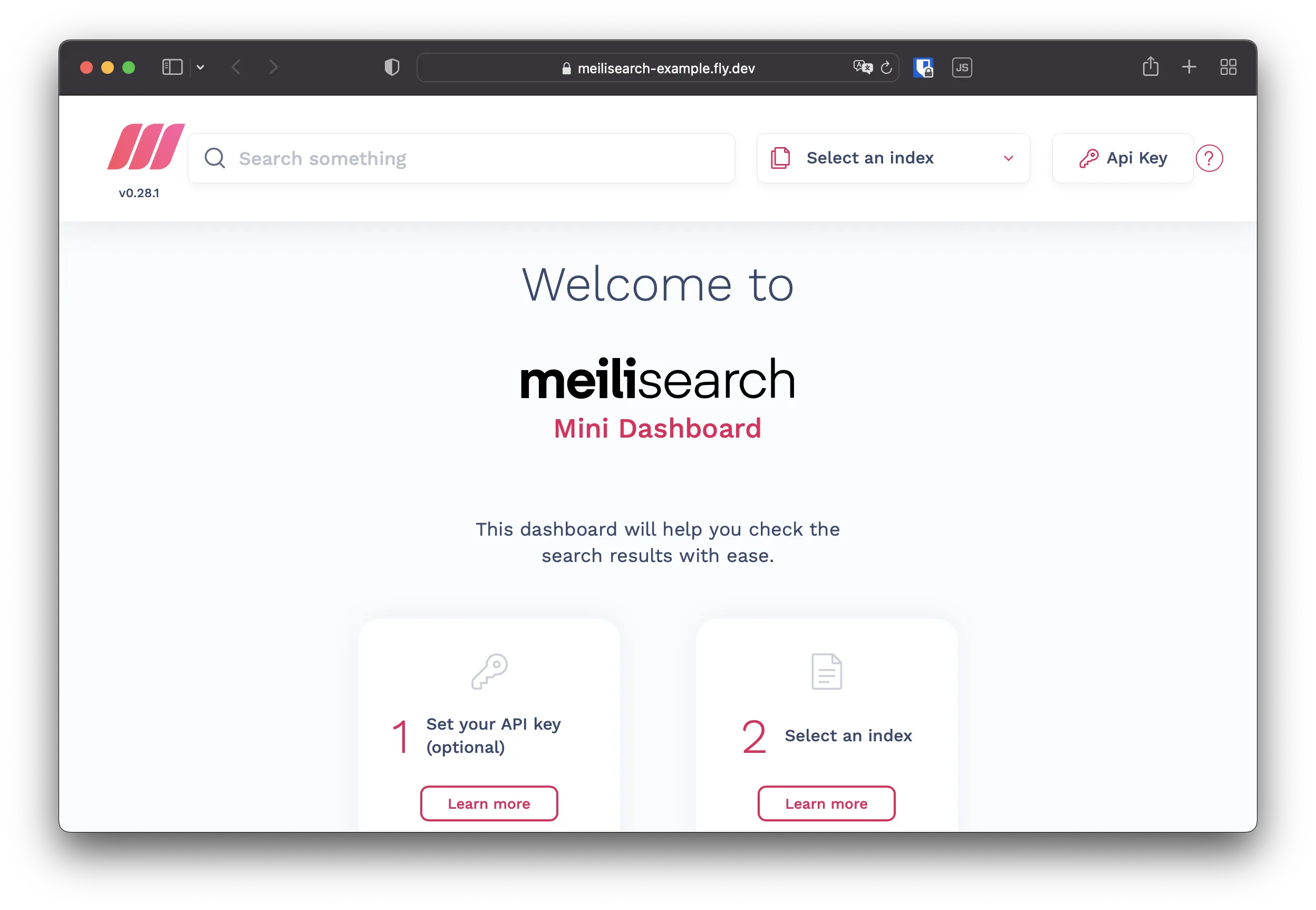 Meilisearch running on fly.io