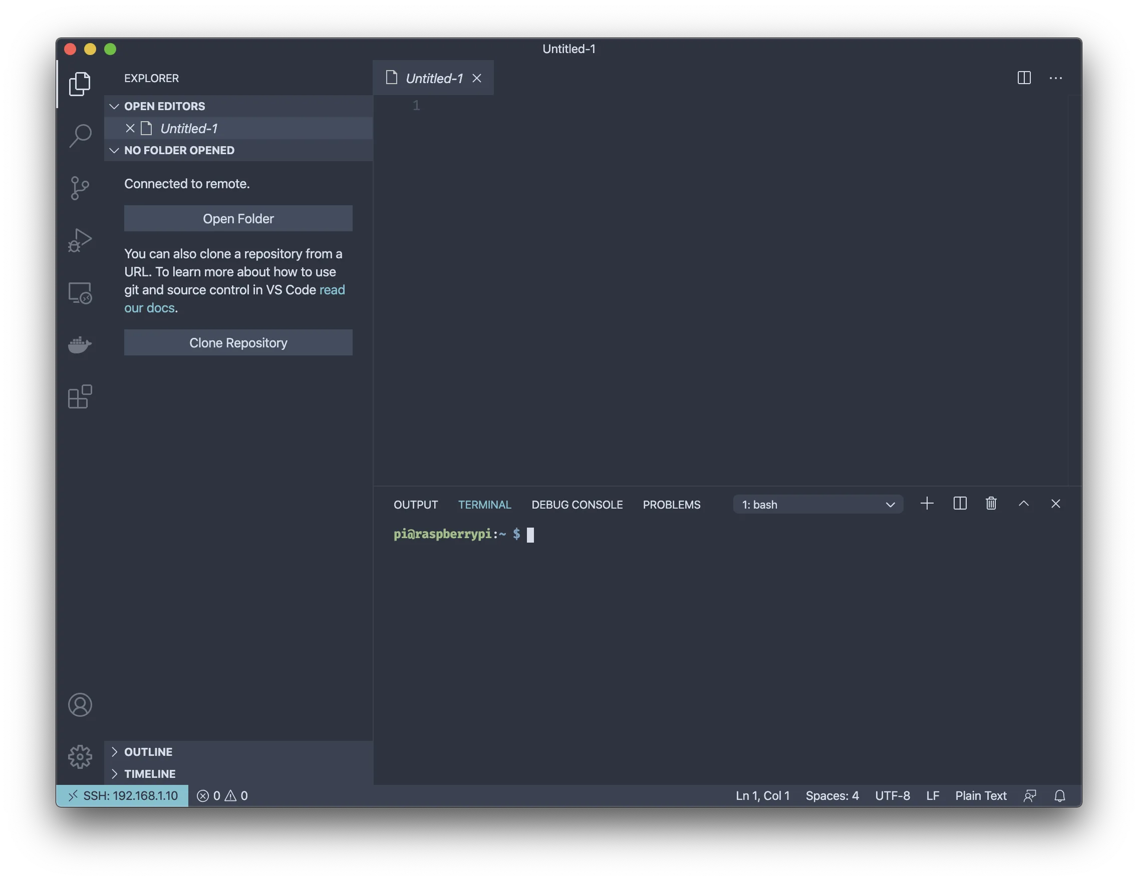 Remote - SSH successful connection